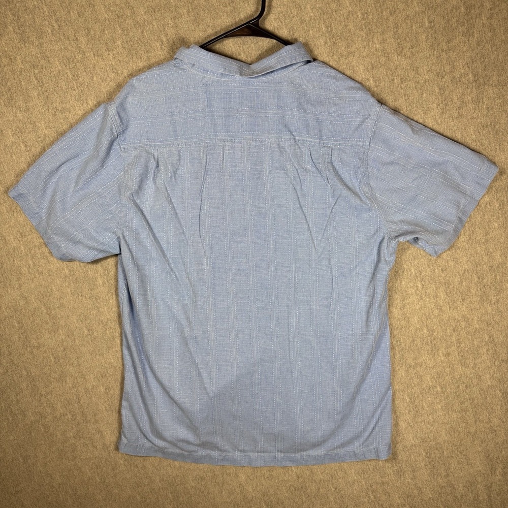 TOMMY BAHAMA Men's Maui Border Silk Camp Shirt Buccaneer Blue Size Large - Picture 2 of 12